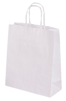 Papiertragetasche weiß  Kraftpapier - 18+8x22 cm
