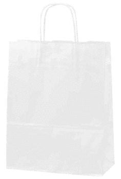 Papiertragetasche weiß  Kraftpapier - 18+8x22 cm