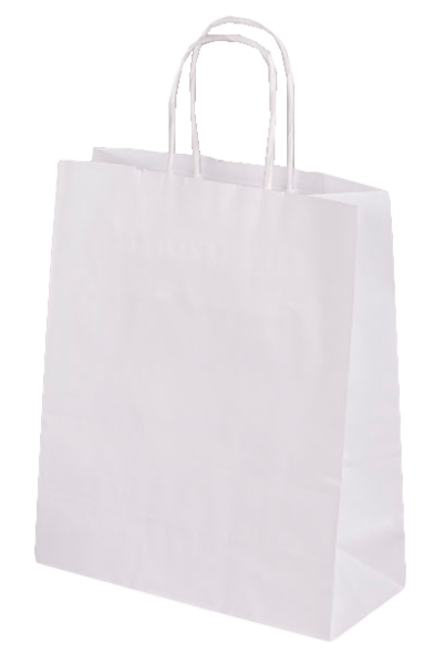 Papiertragetasche weiß Kraftpapier - 22+10x28 cm