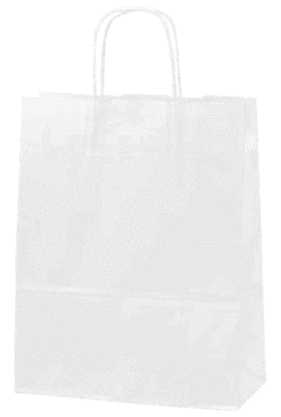Papiertragetasche weiß  Kraftpapier - 18+8x22 cm