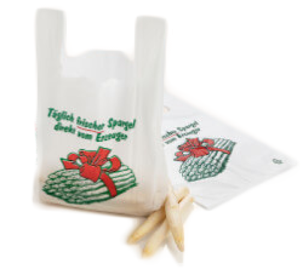 HDPE T-Shirt Bag 280+120x450 mm, Spargel
